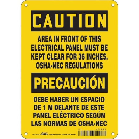Condor Safety Sign, 10 in Height, 7 in Width, Aluminum, Horizontal Rectangle, English, Spanish, 475M94 475M94