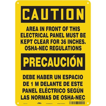 Condor Safety Sign, 14 in Height, 10 in Width, Aluminum, Vertical Rectangle, English, Spanish, 475M95 475M95