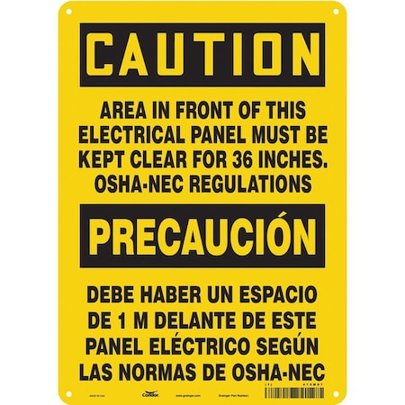 Condor Safety Sign, 14 in Height, 10 in Width, Polyethylene, Vertical Rectangle, English, Spanish, 475M97 475M97