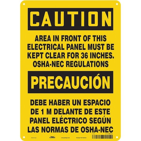 Condor Safety Sign, 14 in Height, 10 in Width, Vinyl, Vertical Rectangle, English, Spanish, 475M99 475M99