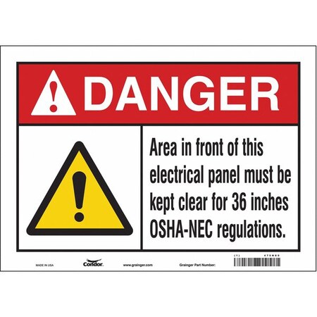 Condor Safety Sign, 10 in Height, 14 in Width, Vinyl, Horizontal Rectangle, English, 475N80 475N80