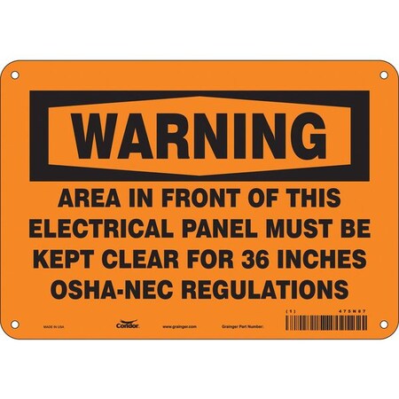 Condor Safety Sign, 7 in Height, 10 in Width, Aluminum, Vertical Rectangle, English, 475N87 475N87