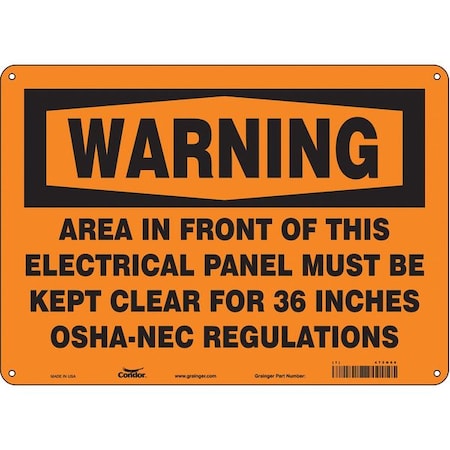 Condor Safety Sign, 10 in Height, 14 in Width, Aluminum, Horizontal Rectangle, English, 475N88 475N88