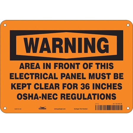 Condor Safety Sign, 7 in Height, 10 in Width, Polyethylene, Vertical Rectangle, English, 475N89 475N89