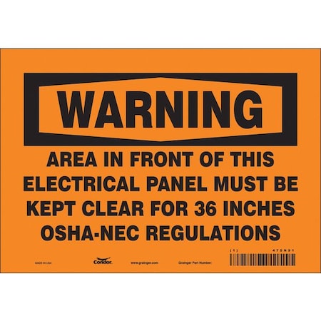 Condor Safety Sign, 7 in Height, 10 in Width, Vinyl, Vertical Rectangle, English, 475N91 475N91