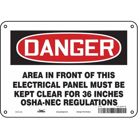 Condor Safety Sign, 7 in Height, 10 in Width, Polyethylene, Vertical Rectangle, English, 475N70 475N70