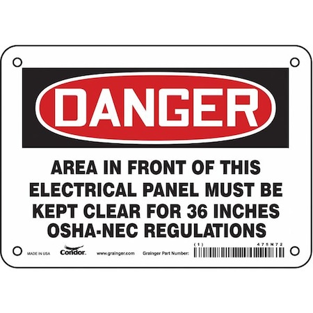 Condor Safety Sign, 5 in Height, 7 in Width, Vinyl, Horizontal Rectangle, English, 475N72 475N72