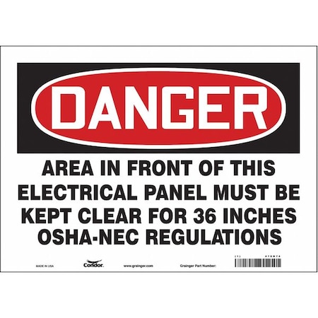 Condor Safety Sign, 10 in Height, 14 in Width, Vinyl, Horizontal Rectangle, English, 475N74 475N74