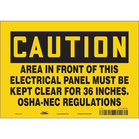 CONDOR Safety Sign, 7 in Height, 10 in Width, Vinyl, Vertical Rectangle, English, 475N08 475N08