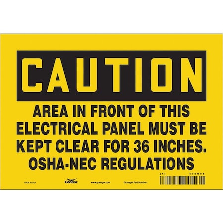 Condor Safety Sign, 7 in Height, 10 in Width, Vinyl, Vertical Rectangle, English, 475N08 475N08