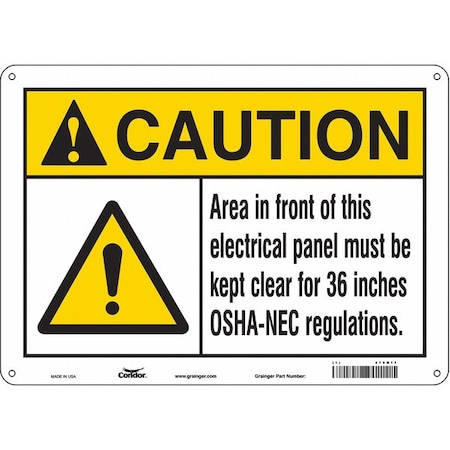 Condor Safety Sign, 10 in Height, 14 in Width, Aluminum, Horizontal Rectangle, English, 475N11 475N11