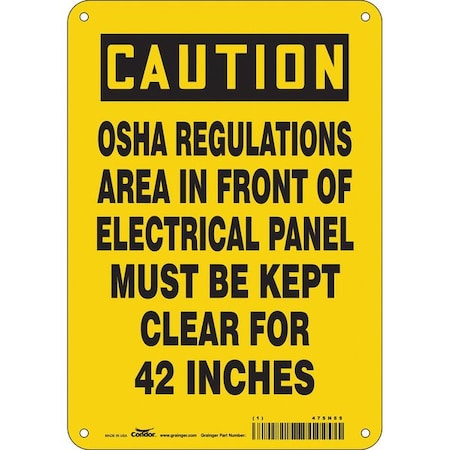 Condor Safety Sign, 10 in Height, 7 in Width, Polyethylene, Horizontal Rectangle, English, 475N55 475N55