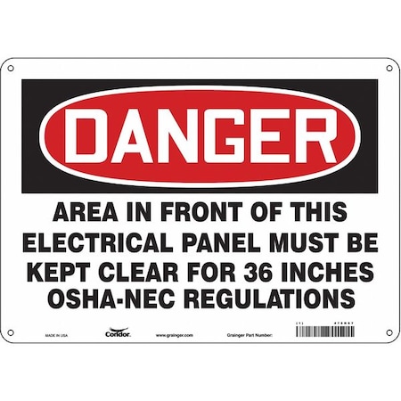Condor Safety Sign, 10 in Height, 14 in Width, Aluminum, Horizontal Rectangle, English, 475N67 475N67