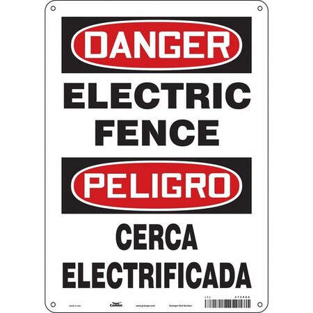 Condor Safety Sign, 14 in Height, 10 in Width, Aluminum, Vertical Rectangle, English, Spanish, 475P86 475P86