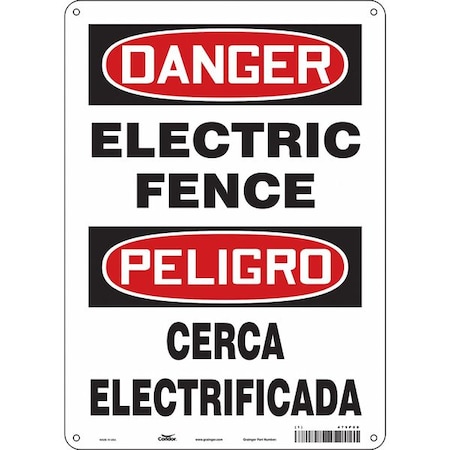 Condor Safety Sign, 14 in Height, 10 in Width, Polyethylene, Vertical Rectangle, English, Spanish, 475P88 475P88