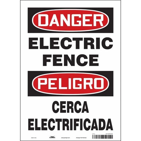 Condor Safety Sign, 14 in Height, 10 in Width, Vinyl, Vertical Rectangle, English, Spanish, 475P90 475P90