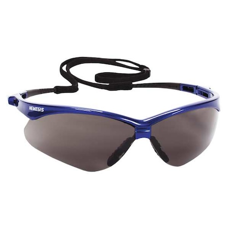 Kleenguard V30 Nemesis Safety Glasses, Anti-Fog & Anti-Scratch, Metallic Blue Frame, Smoke (Gray) Lens 47387