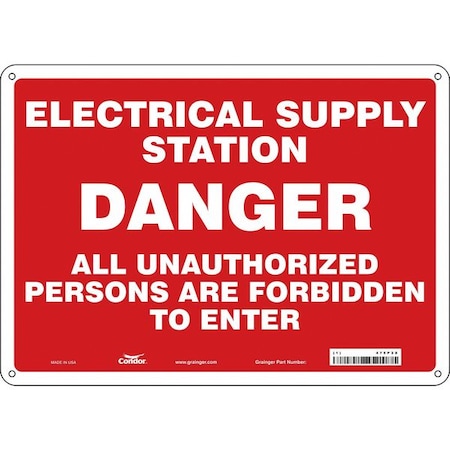 Condor Safety Sign, 10 in Height, 14 in Width, Polyethylene, Horizontal Rectangle, English, 475P28 475P28