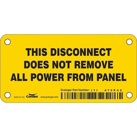 Condor Safety Sign, 2 1/4 in Height, 4 1/2 in Width, Vinyl, Horizontal Rectangle, English 475P42