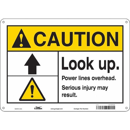 Condor Safety Sign, 10 in Height, 14 in Width, Polyethylene, Horizontal Rectangle, English, 475P58 475P58