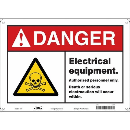 Condor Safety Sign, 10 in Height, 14 in Width, Aluminum, Horizontal Rectangle, English, 475R84 475R84