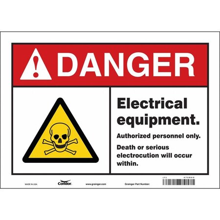 Condor Safety Sign, 10 in Height, 14 in Width, Vinyl, Horizontal Rectangle, English, 475R90 475R90