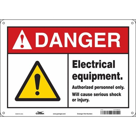 Condor Safety Sign, 10 in Height, 14 in Width, Aluminum, Horizontal Rectangle, English, 475R92 475R92