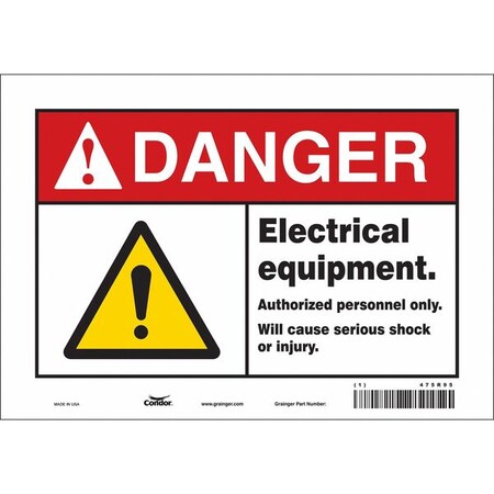 Condor Safety Sign, 7 in Height, 10 in Width, Vinyl, Vertical Rectangle, English, 475R95 475R95