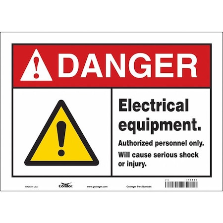 Condor Safety Sign, 10 in Height, 14 in Width, Vinyl, Horizontal Rectangle, English, 475R96 475R96