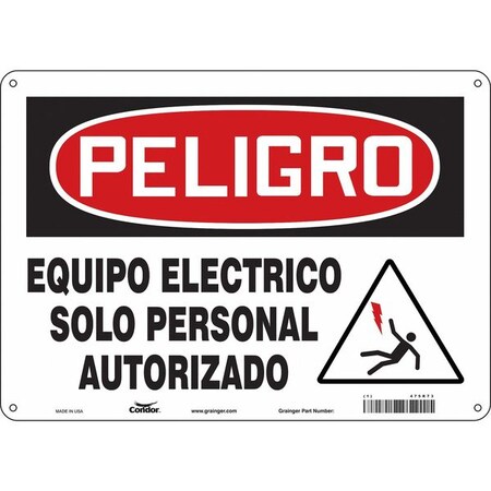 Condor Safety Sign, 10 in Height, 14 in Width, Polyethylene, Horizontal Rectangle, Spanish 475R73