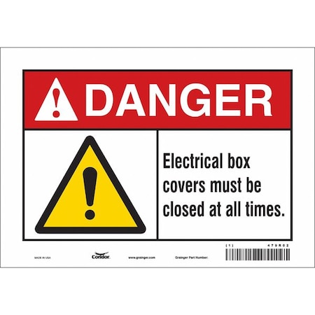 Condor Safety Sign, 7 in Height, 10 in Width, Vinyl, Vertical Rectangle, English, 475R02 475R02