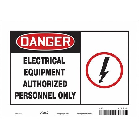 Condor Safety Sign, 7 in Height, 10 in Width, Vinyl, Vertical Rectangle, English, 475R22 475R22