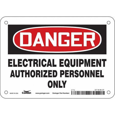Condor Safety Sign, 5 in Height, 7 in Width, Vinyl, Horizontal Rectangle, English, 475R47 475R47