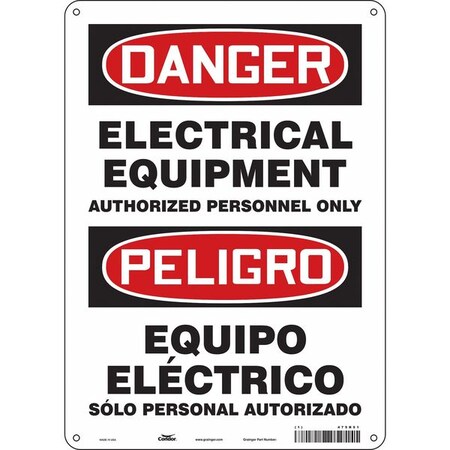 Condor Safety Sign, 14 in Height, 10 in Width, Aluminum, Vertical Rectangle, English, Spanish, 475R51 475R51