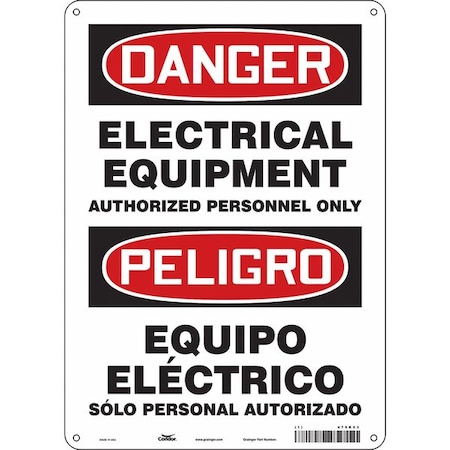 Condor Safety Sign, 14 in Height, 10 in Width, Polyethylene, Vertical Rectangle, English, Spanish, 475R53 475R53
