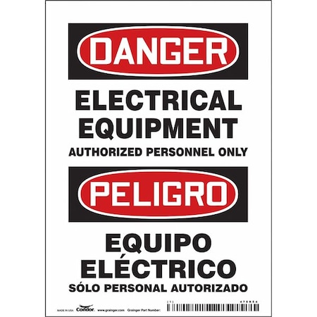 Condor Safety Sign, 5" W, 7" H, 0.004" Thickness, 475R54 475R54