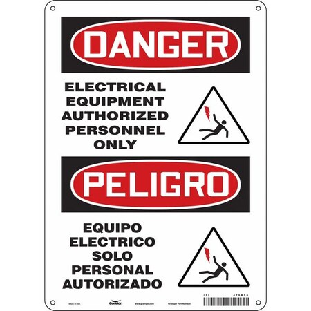 Condor Safety Sign, 14 in Height, 10 in Width, Aluminum, Vertical Rectangle, English, Spanish, 475R58 475R58