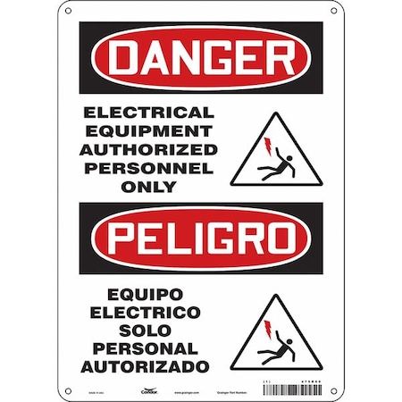 Condor Safety Sign, 14 in Height, 10 in Width, Polyethylene, Vertical Rectangle, English, Spanish, 475R60 475R60