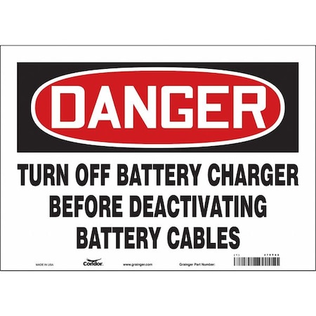 Condor Safety Sign, 10 in Height, 14 in Width, Vinyl, Horizontal Rectangle, English, 475T98 475T98