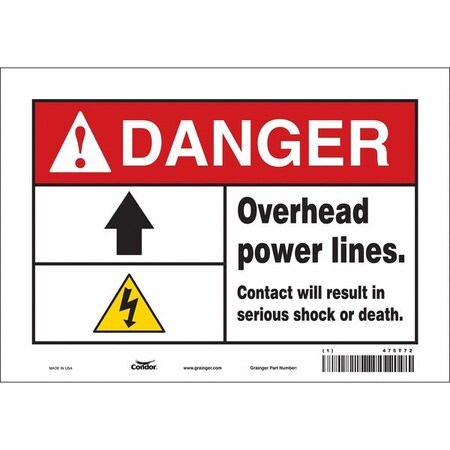 Condor Safety Sign, 7 in Height, 10 in Width, Vinyl, Vertical Rectangle, English, 475T72 475T72
