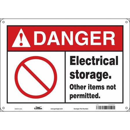 Condor Safety Sign, 10 in Height, 14 in Width, Polyethylene, Horizontal Rectangle, English, 475T27 475T27