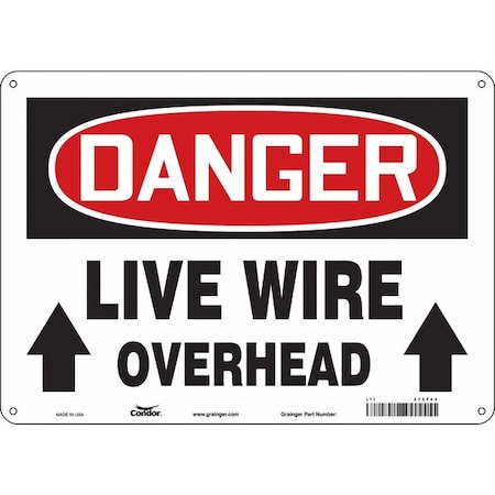 Zoro Select Safety Sign, 10 in Height, 14 in Width, Fiberglass, Horizontal Rectangle, English, 475T44 475T44