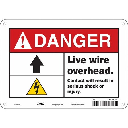 Condor Safety Sign, 7 in Height, 10 in Width, Aluminum, Vertical Rectangle, English, 475T49 475T49