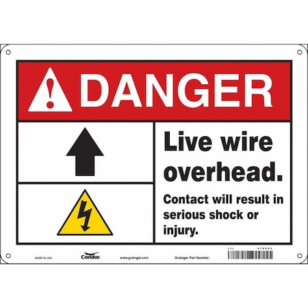 Condor Safety Sign, 10 in Height, 14 in Width, Polyethylene, Horizontal Rectangle, English, 475T53 475T53