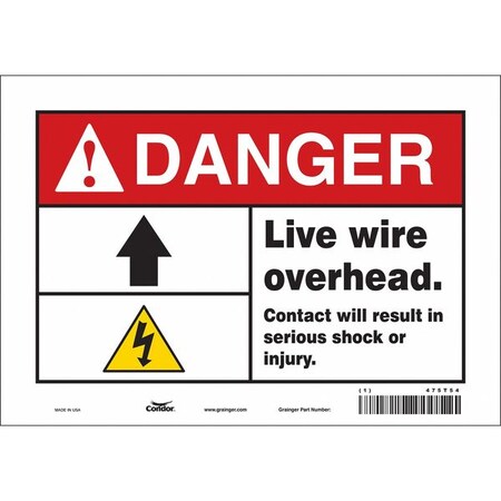 Condor Safety Sign, 7 in Height, 10 in Width, Vinyl, Vertical Rectangle, English, 475T54 475T54