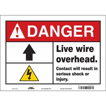 Condor Safety Sign, 10 in Height, 14 in Width, Vinyl, Horizontal Rectangle, English, 475T55 475T55