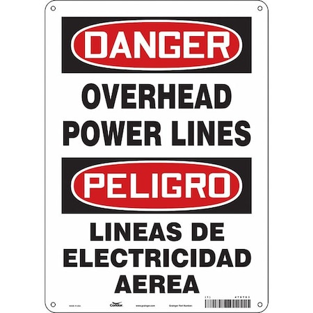 Condor Safety Sign, 14 in Height, 10 in Width, Aluminum, Vertical Rectangle, English, Spanish, 475T63 475T63