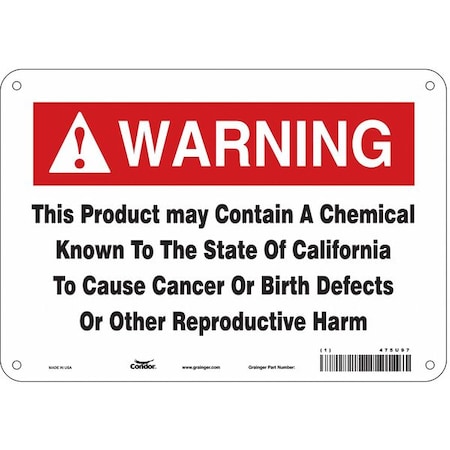 Condor Safety Sign, 7 in Height, 10 in Width, Rectangle 475U97