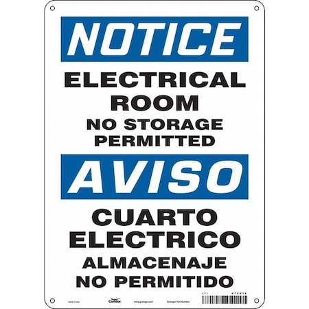Condor Safety Sign, 14 in Height, 10 in Width, Polyethylene, Vertical Rectangle, English, Spanish, 475U16 475U16