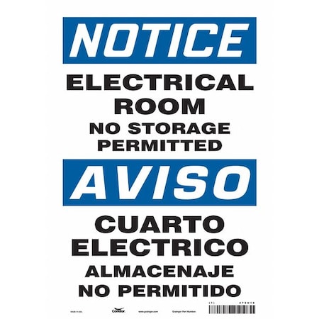 Condor Safety Sign, 14 in Height, 10 in Width, Vinyl, Vertical Rectangle, English, Spanish 475U18